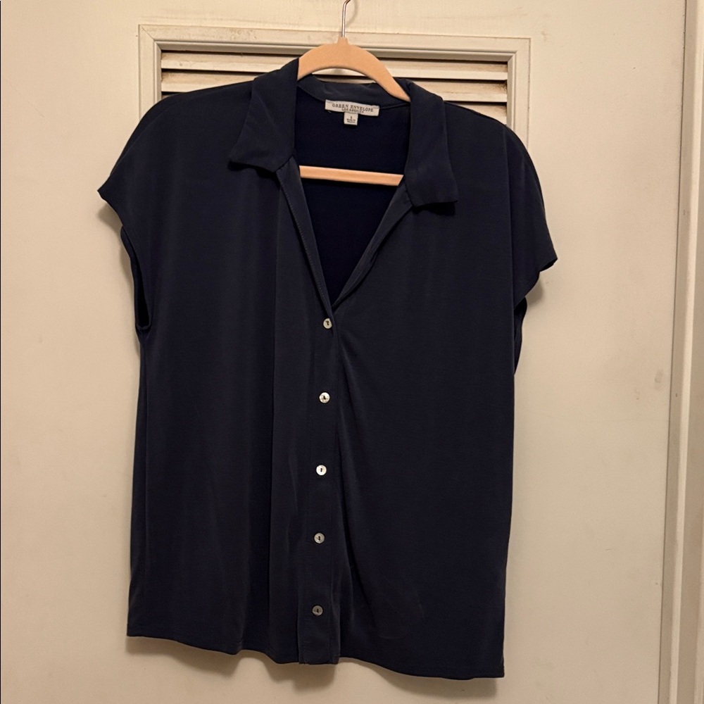 Green Envelope Navy Button Down Shirt